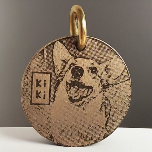 Solid Brass Dog Tags ENGRAVED for Pets, Personalized & Deeply Etched & Customizable